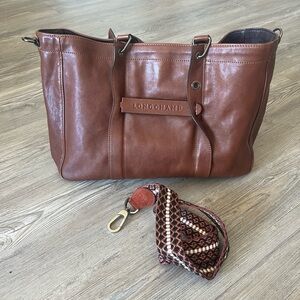 Longchamp Chestnut Leather Tote